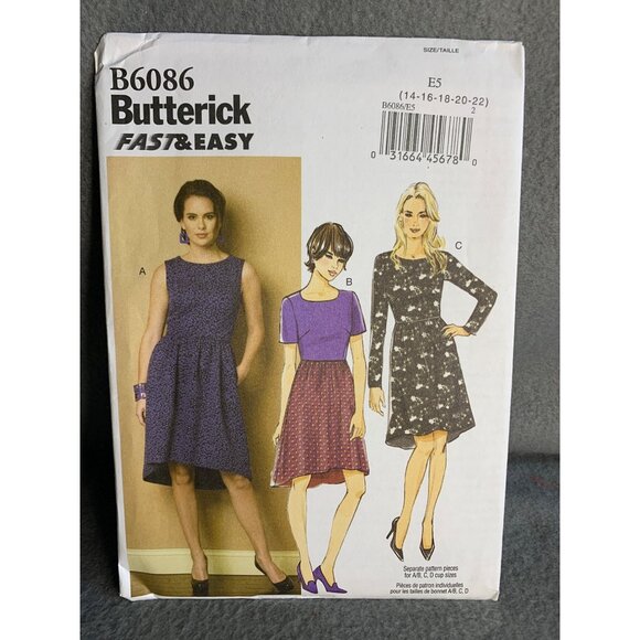 Butterick Misses Dress Sewing Pattern Sz 14-22 B6086 - Uncut - Picture 4 of 4